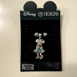 Vintage Minnie Mouse 925 Silver pendant w/March birthstone